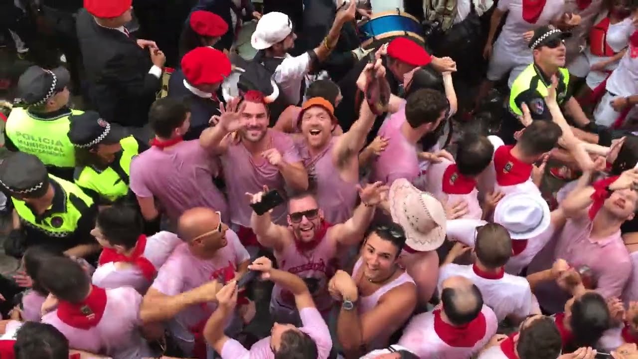 Party on the street in San Fermin festival - Running of the Bulls - Pamplona