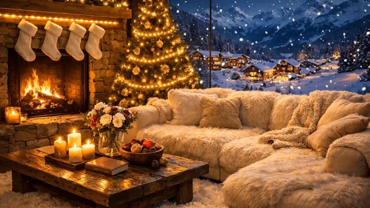 ❄️🎧 Snowfall Piano Ambience | Cozy Fire & Gentle Winter Sounds | Deep Focus Relief