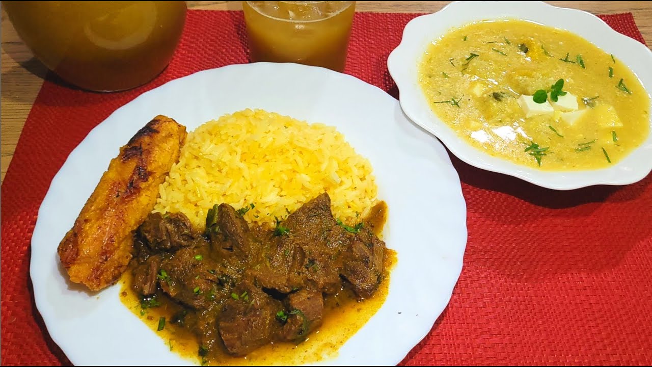 🇪🇨ALMUERZO COMPLETO♨️ SOPA DE BOLITAS TINGUIADAS CON SECO DE CARNE SIN NARANJILLAS #almuerzo