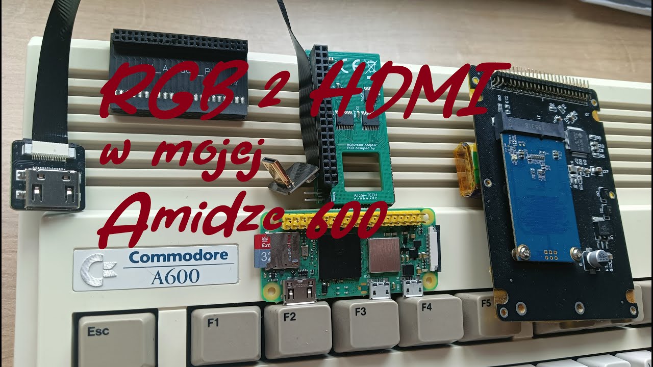 Montaż RGB 2 HDMI w Amiga 600  + AUDIO = Obraz żyleta :)