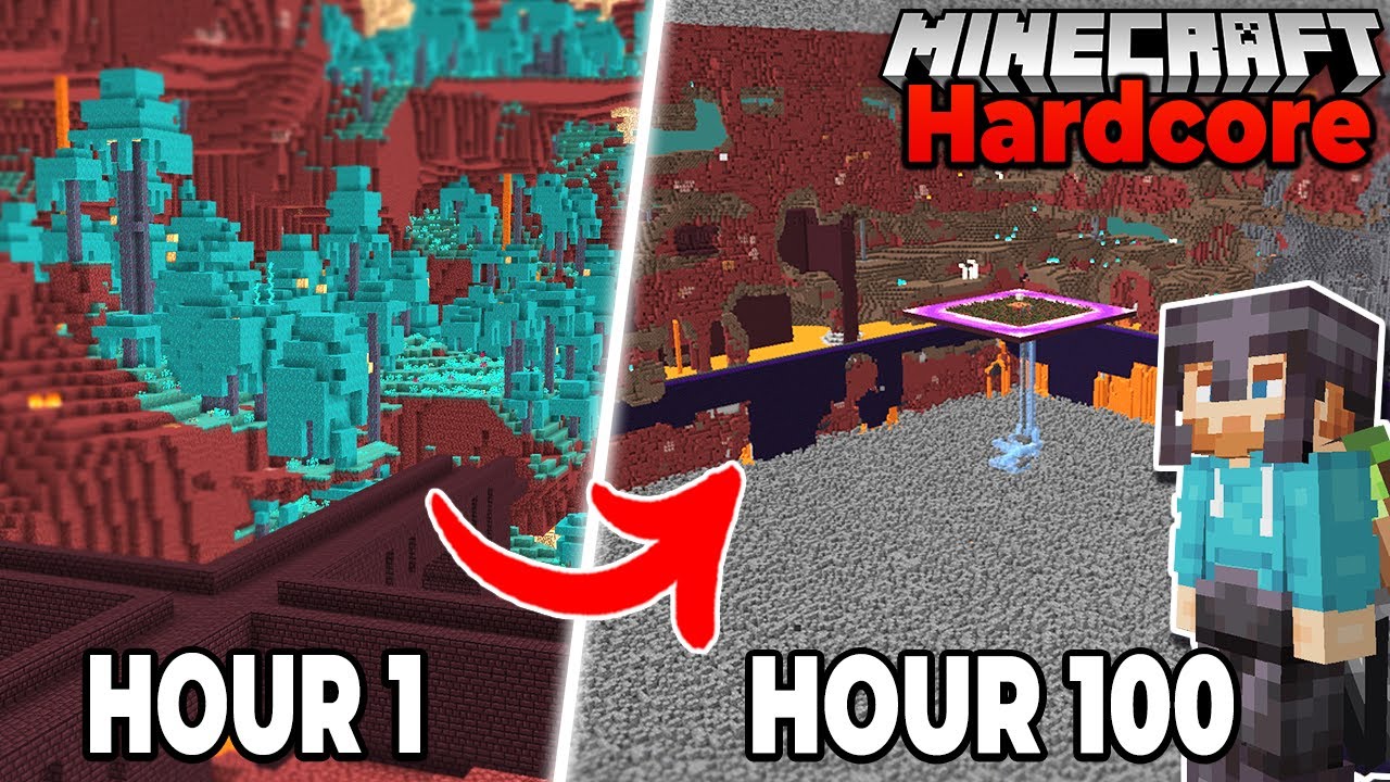Я выжил 100 ЧАСОВ в Нижнем мире в Minecraft Hardcore!