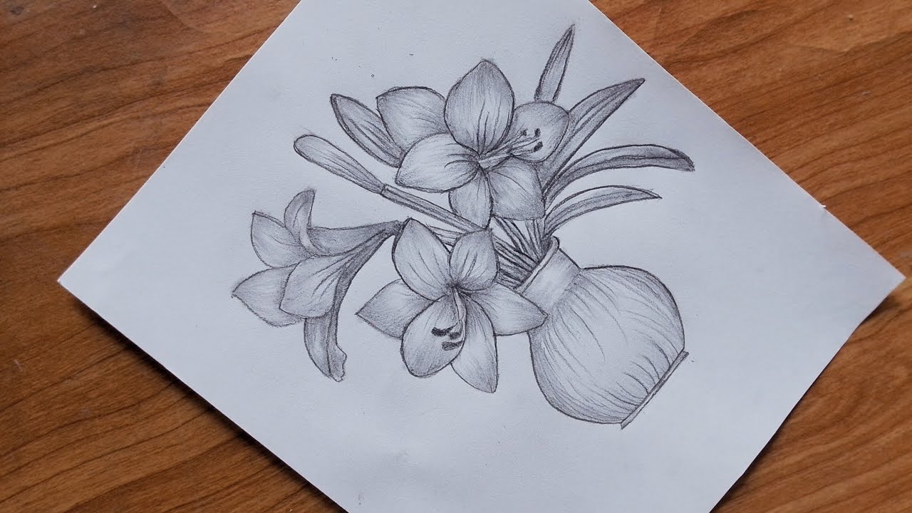 How to draw a flowers in jar for the beginners #drawing #flowers #trending 