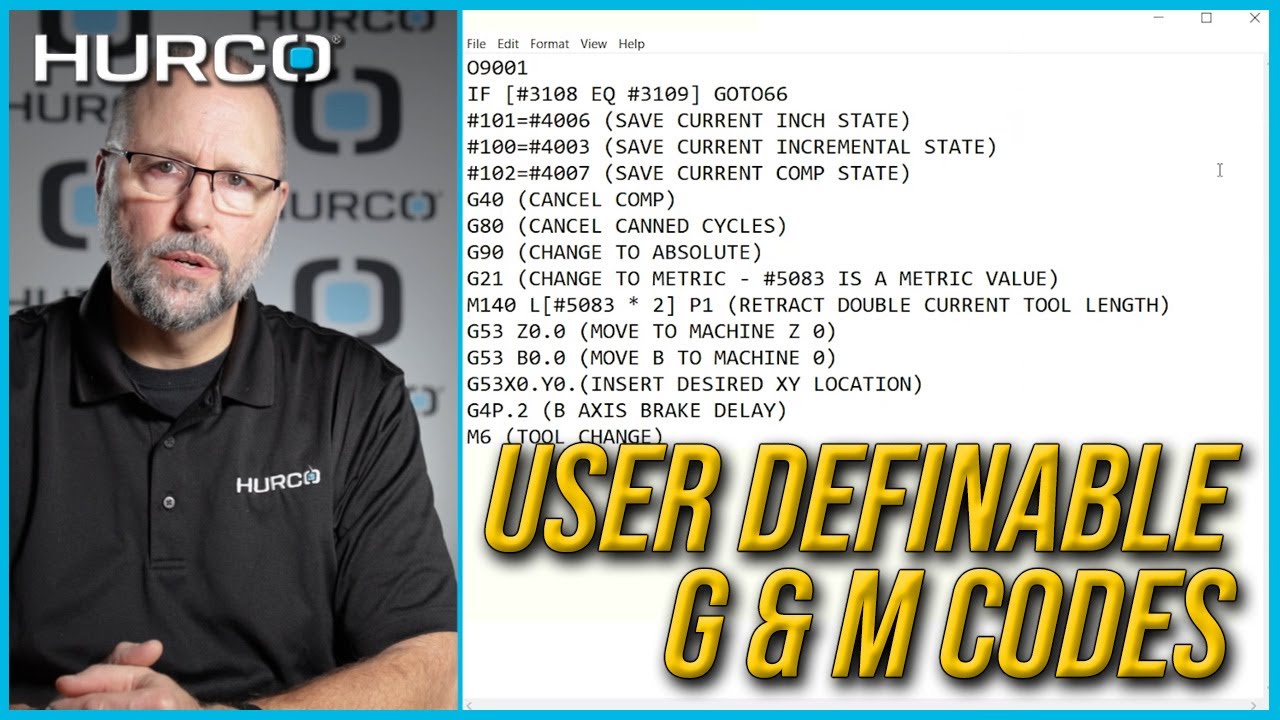 User Definable G & M Codes | Hurco CNC Control