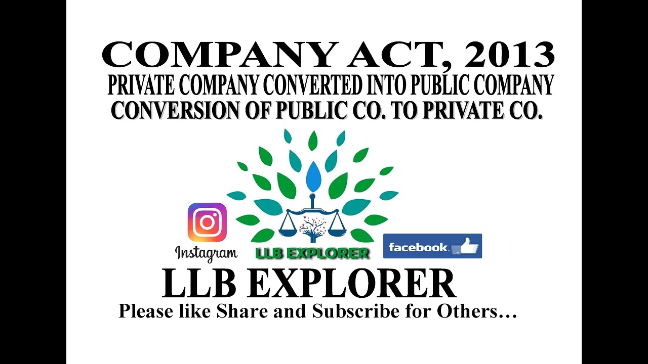 COMPANY ACT. 2013, CONVERSION OF PUBLIC COMPANY, PRIVATE COMPANY, LAW, LLB, CA, CS, LLB EXPLORER