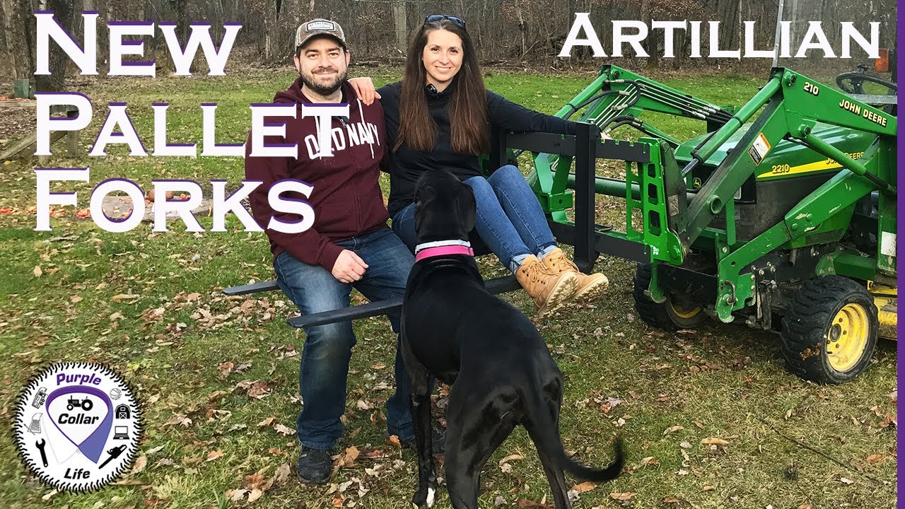 Pallet Forks Make Life Easier. New light-weight Artillian pallet forks for John Deere 2210.