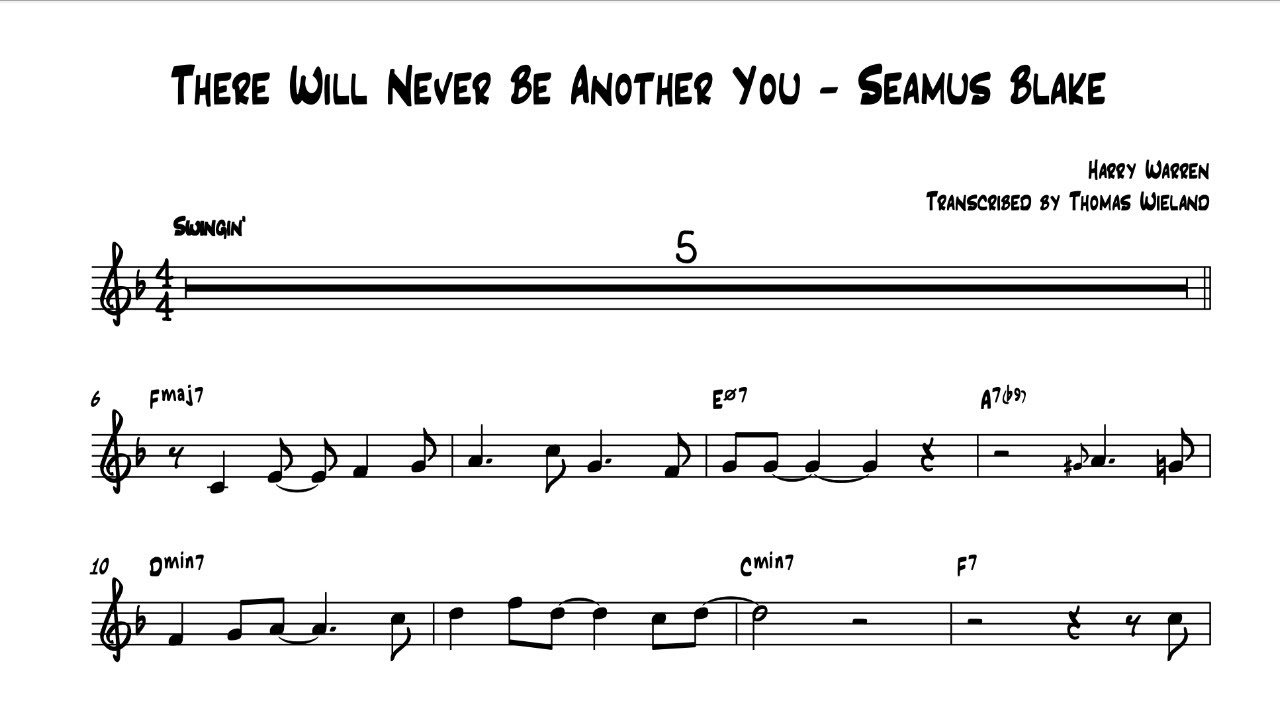 There Will Never Be Another You - Seamus Blake (Bb Solo Transcription)