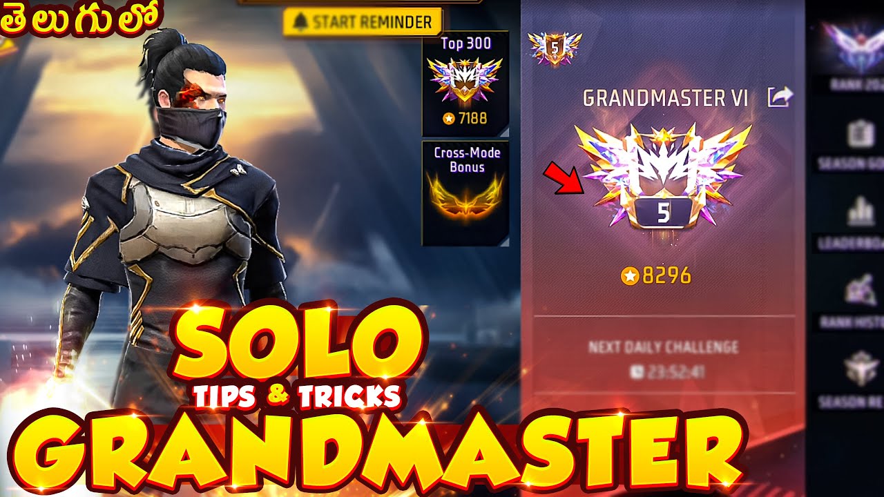 Solo Grandmaster Tips & Tricks in Free Fire in Telugu