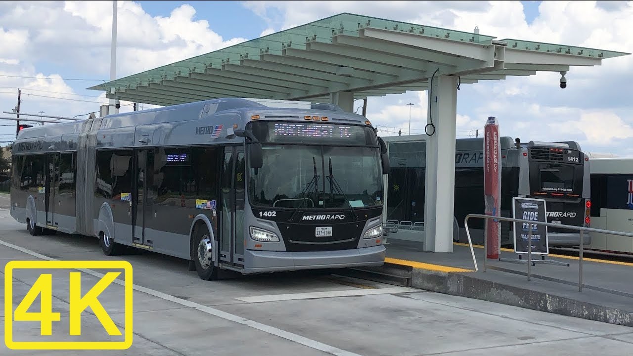 New Flyer XD60, Houston METRO, METRORapid Silver Line Southbound, Uptown Houston, Bus Ride, 4K