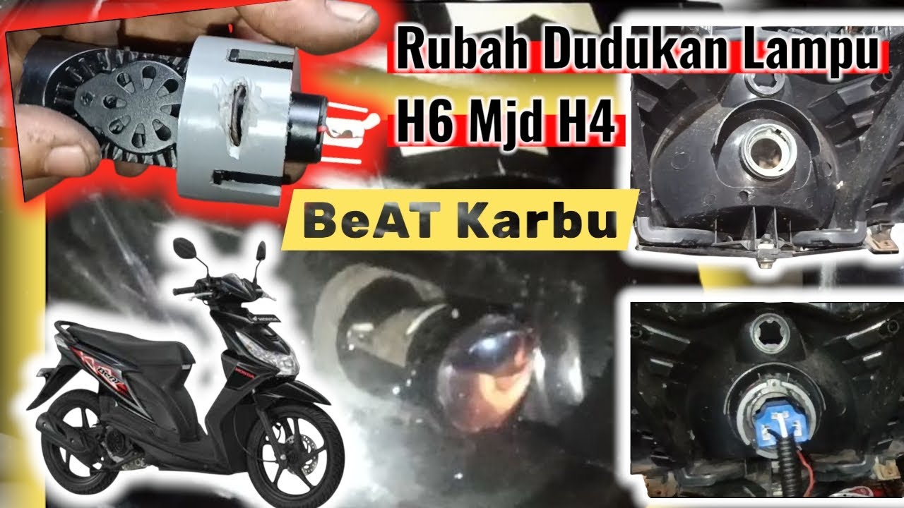 Cara Ubah Dudukan Lampu H6 ke H4 BeAT Karbu | Upgrade Lampu LED Lebih Terang & Fokus