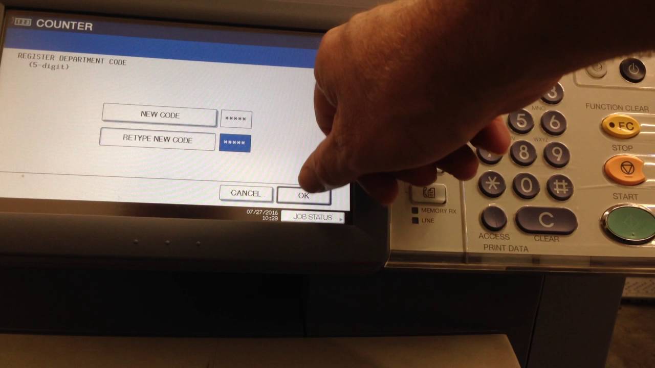 Department code Toshiba Estudio series machine.