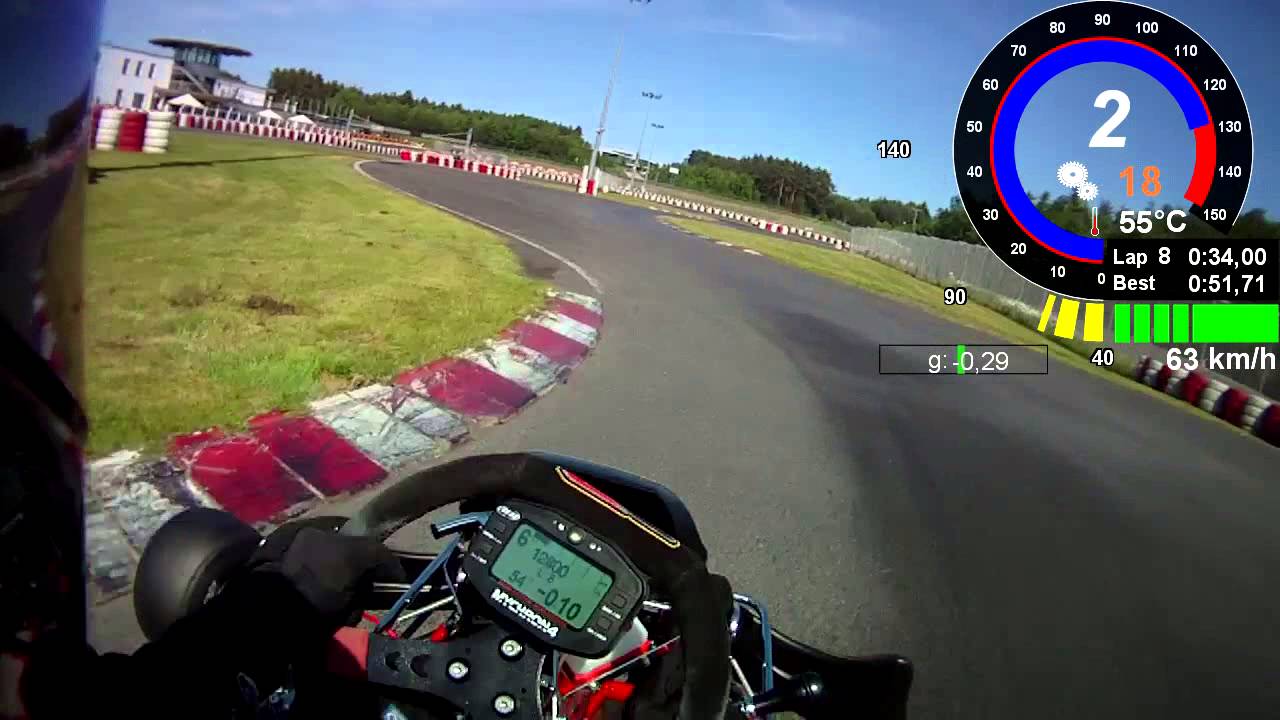 Wackersdorf Kart 2014.05.25 Session 5 Telemetrie Data Onboard helmet Cam DR TM KZ10