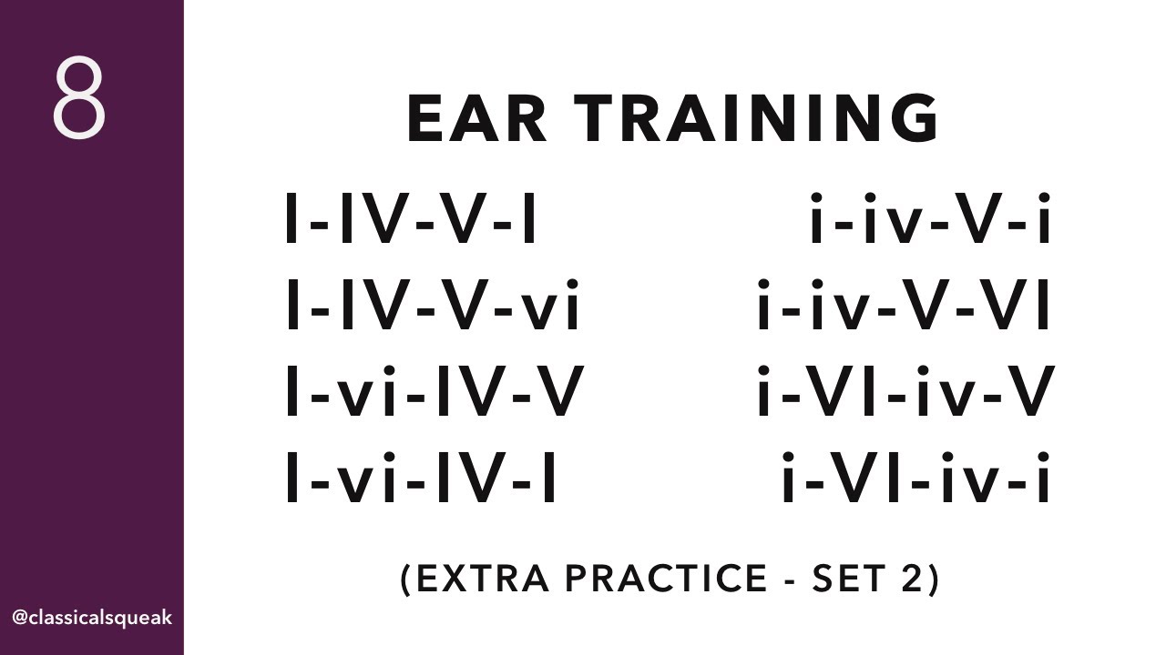 I-IV-V-I, I-IV-V-vi, I-vi-IV-V, I-vi-IV-I, etc. (RCM Level 8 Chord Progression Ear Training) | Set 2