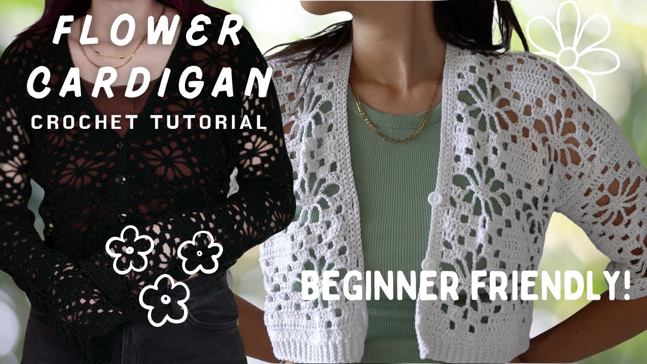 ✿.｡ Flower Cardigan Crochet Tutorial ｡.✿ | No Talking, Relaxing & Cozy | Nightmoon Studio