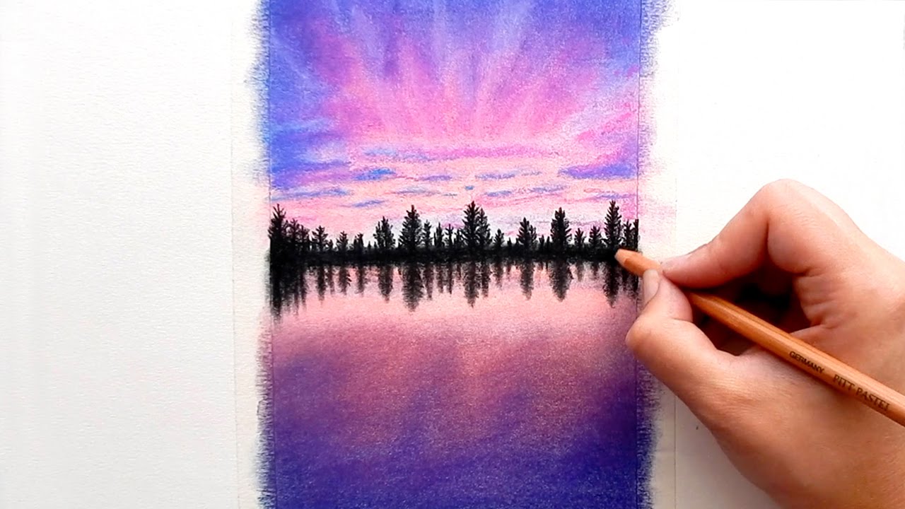 Drawing a Purple Sunset with Faber-Castell soft Pastels and Pitt pencils | Emmy Kalia