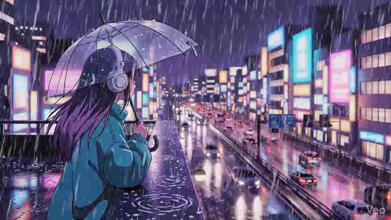 Japanese Neon City Rain 🌧️ Lofi Chillhop for Study & Focus