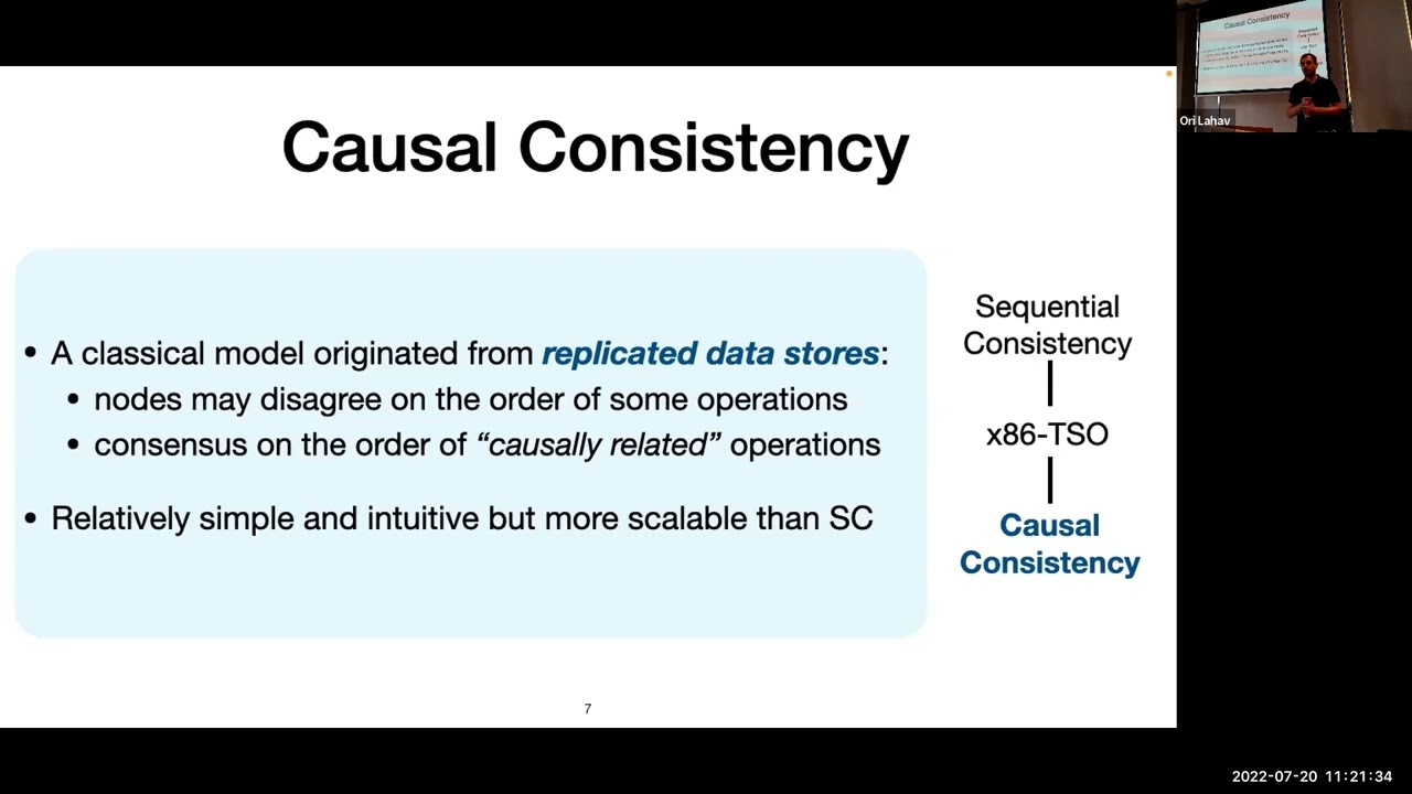 Ori Lahav: Whats decidable about causally consistent shared memory