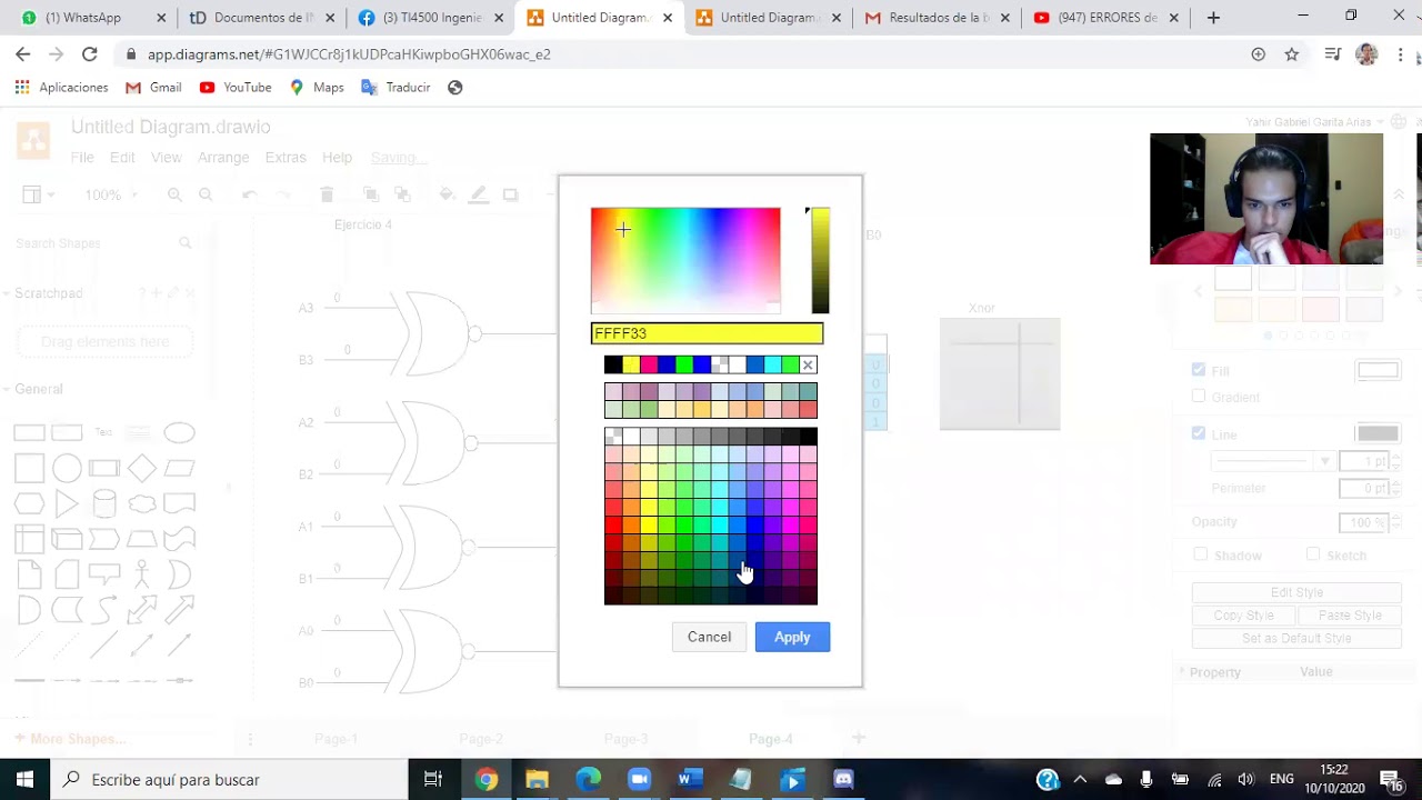 Crear un comparador(A == B)  de 4 bits.