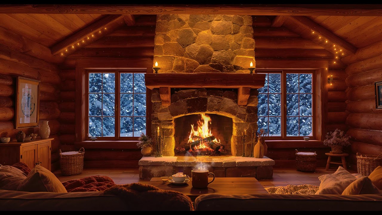 Winter Fire Crackle Jazz ❄️ Smooth Ambience for Study Focus and Relaxed Work