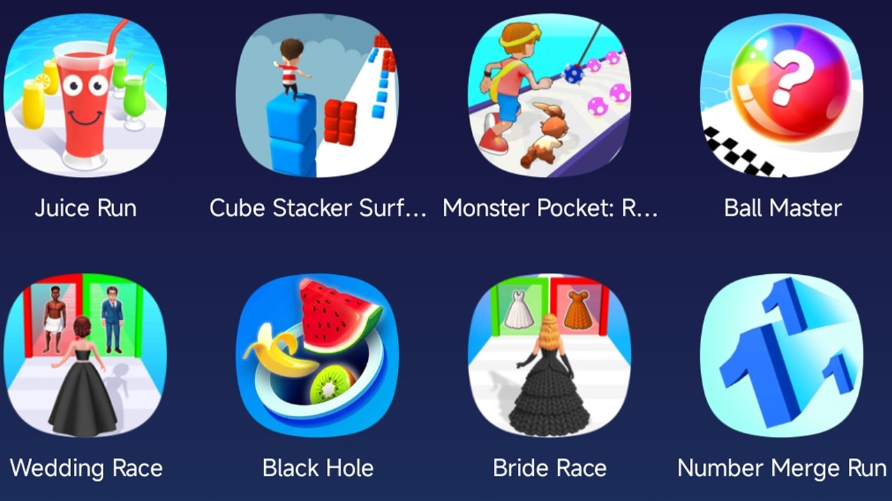 Number Merge Run,Juice Run,Ball Master,Wedding Race,Cube Stacker Surf,Bride Race,Wedding Race