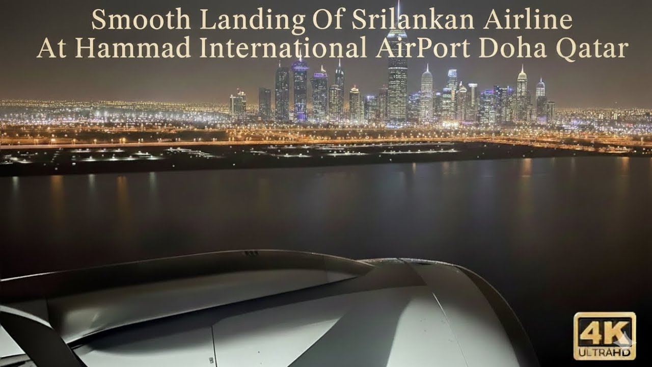 Doha Qatar from Above Aerial View | SriLankan Airlines Landing at Hamad Airport 4K (Window View)
