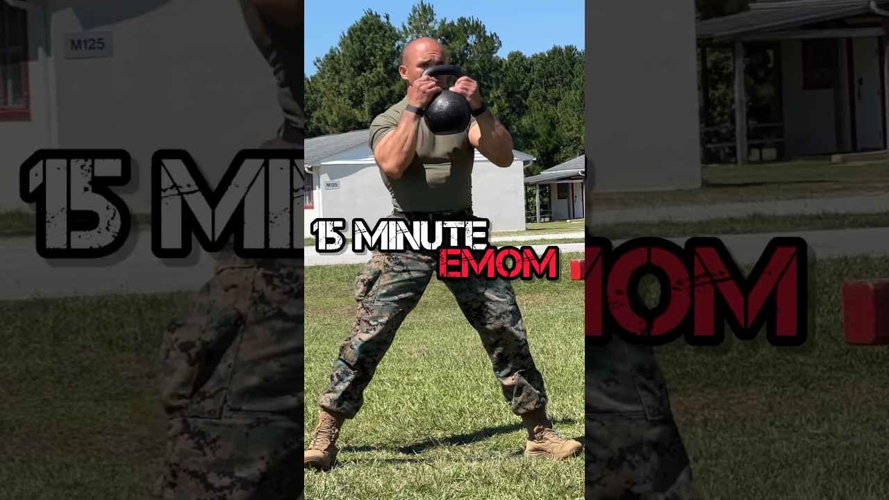 15 MINUTE EMOM. #fitness #kettlebell #exercises #marines #military #workouts #strengthtraining