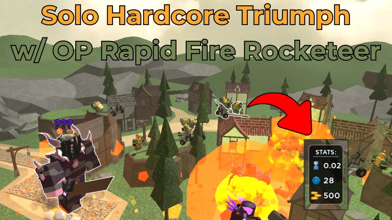 Solo Hardcore Triumph, But Rocketeer Fires Really Fast (OP) - [Tower Defense Simulator]