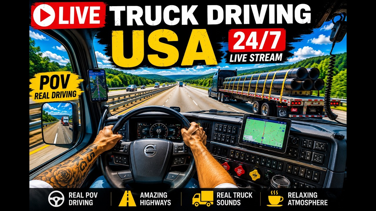 🔴 LIVE Truck Driving USA 24/7 | Relaxing American Highways | Real POV Trucker Life