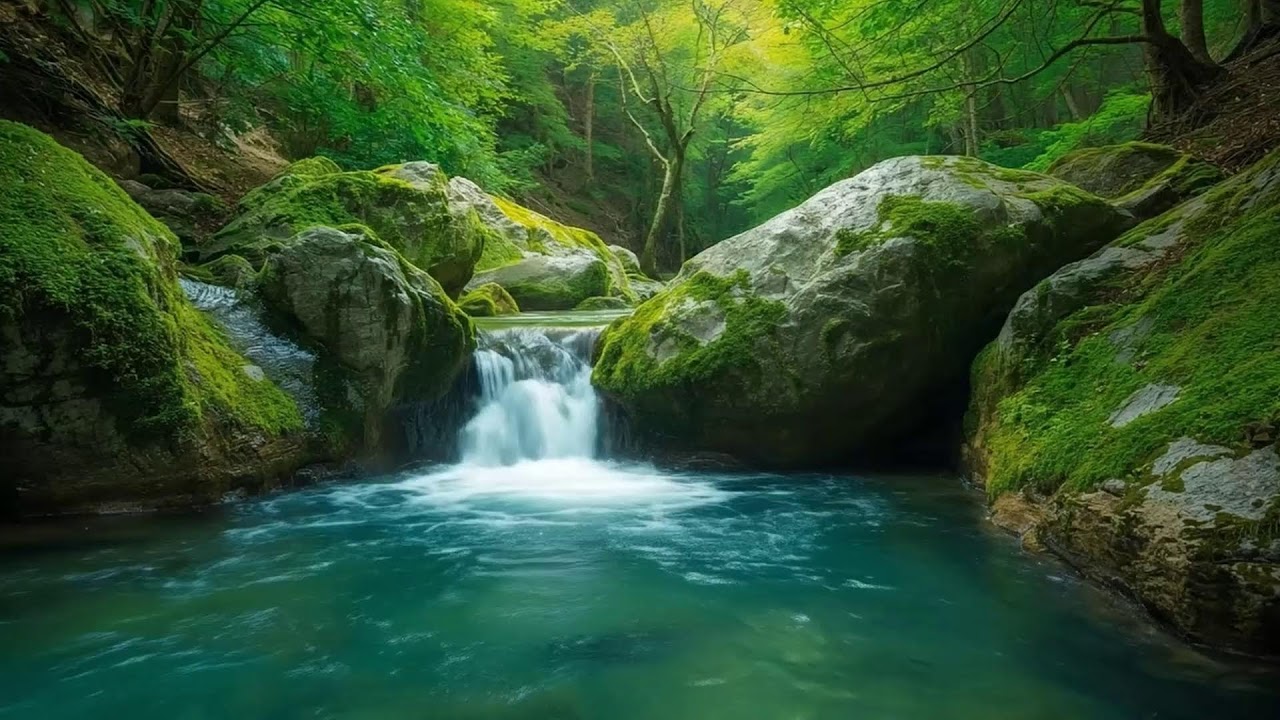 Mountain River Waterfall Flowing | Best River White Noise for Sleep Tonight