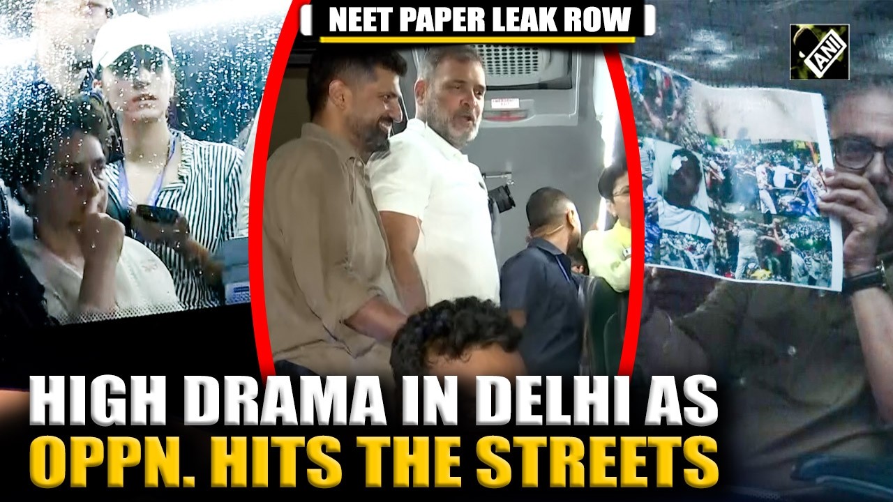 Rahul Gandhi and opposition leaders protest over NEET row, alleges Police of blocking roads
