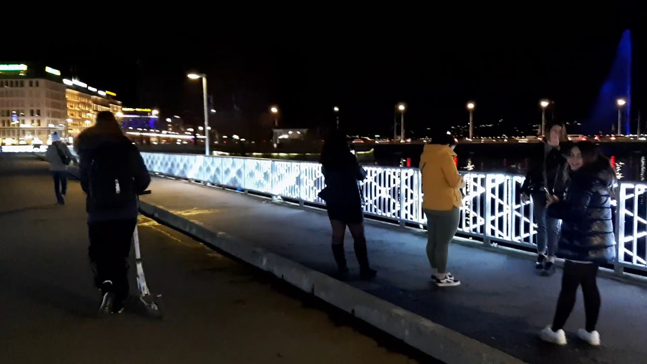 Suisse ville de Gen&egrave;ve la nuit