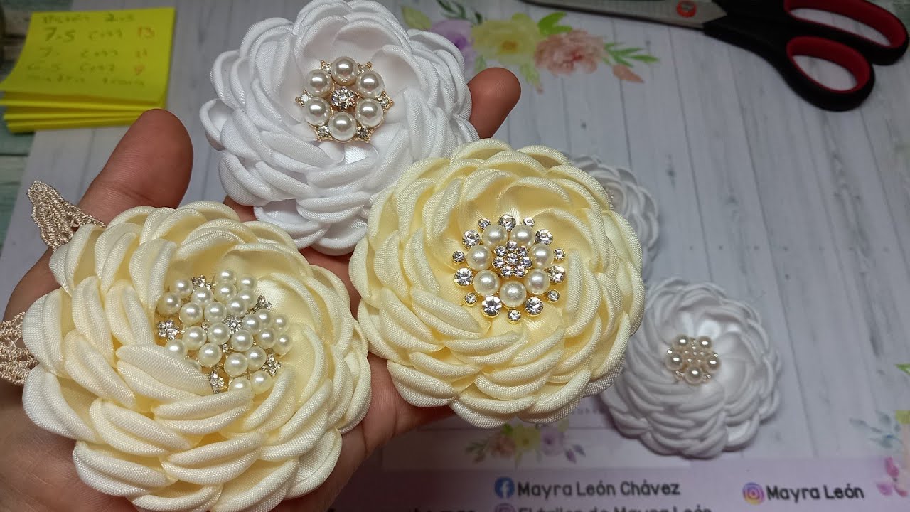 como hacer flores de listón satin de una cara flores fáciles |flor bety |@mayraleon4265