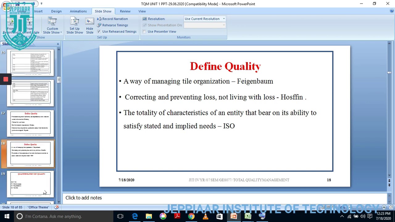 Total Quality Management- JIT