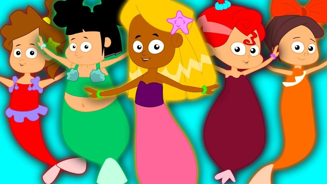 Five Little Mermaid Cartoon Video For Kids Nursery Rhymes Songs For Kids Baby Rhyme
