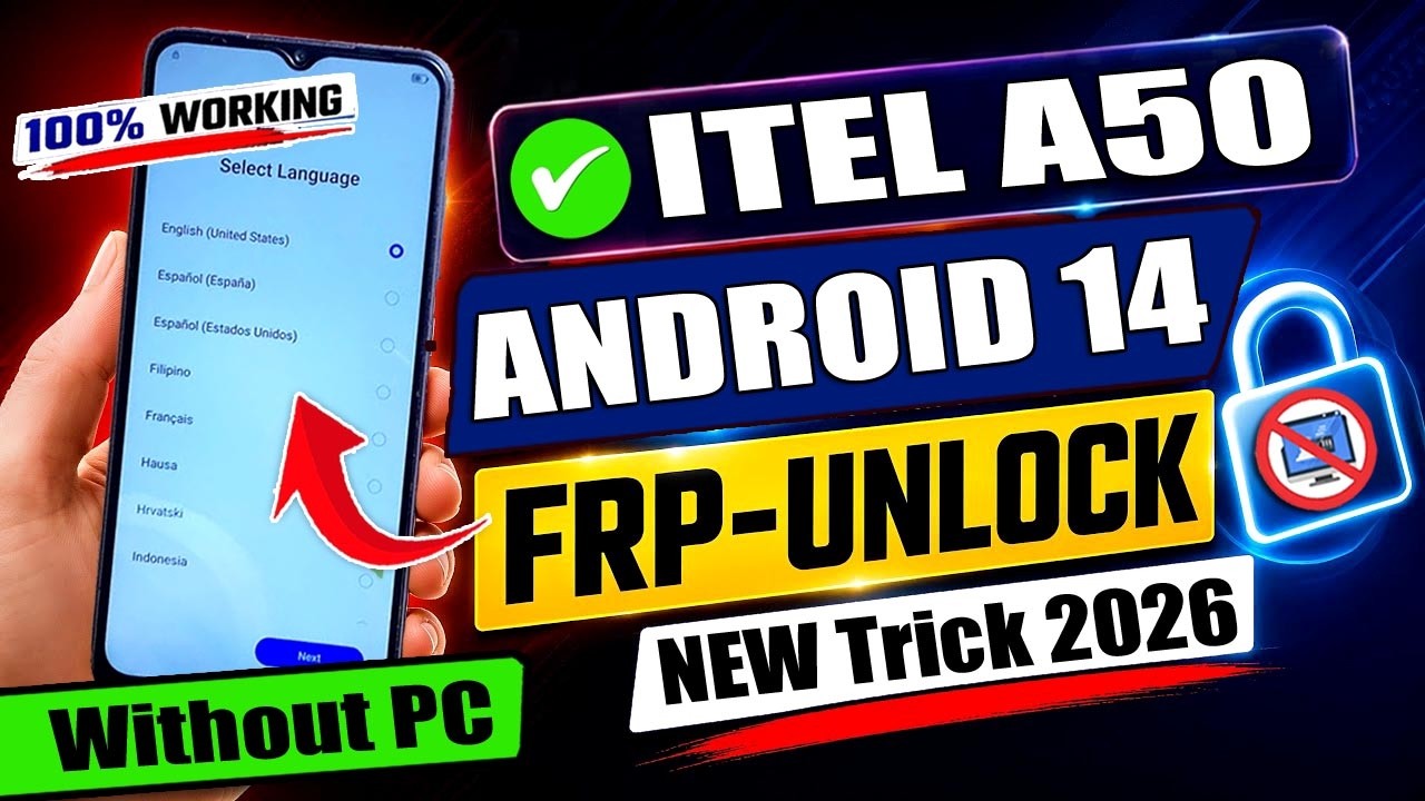 ✅ Itel A50 Frp Bypass Android 14 | New Trick 2026 | 100% Working | Itel A667l) Frp Bypass Android 14