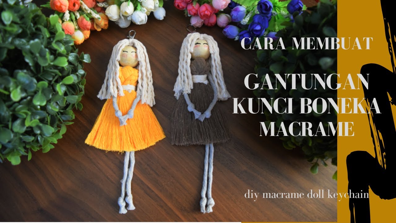 Cara Membuat Gantungan Kunci Boneka Macrame || DIY Macrame Doll Keychain