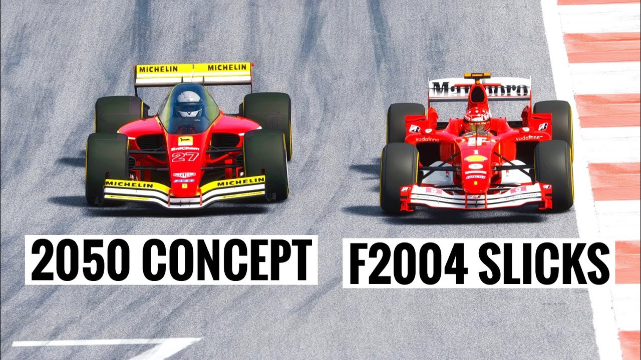 Ferrari F1 2050 Concept vs Ferrari F1 2004 SLICKS TYRES - Imola