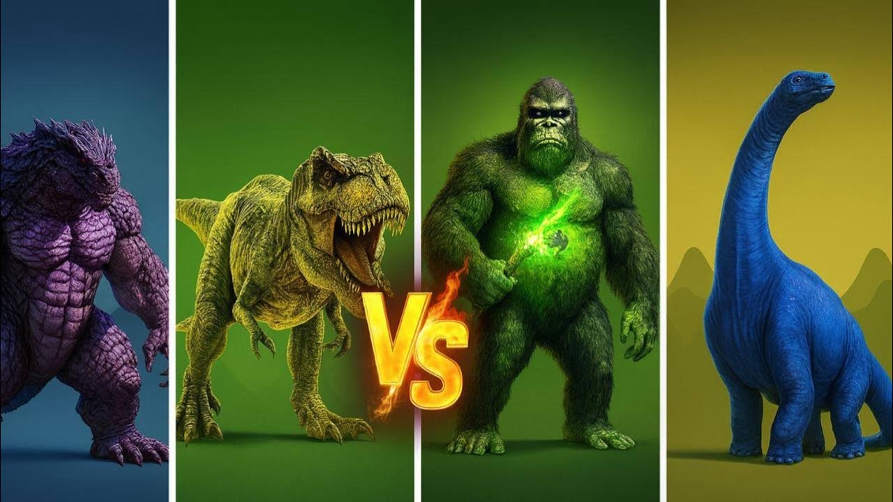 🔥 Godzilla vs T-Rex vs Kong vs Dino — EPIC Tiles Hop Battle!