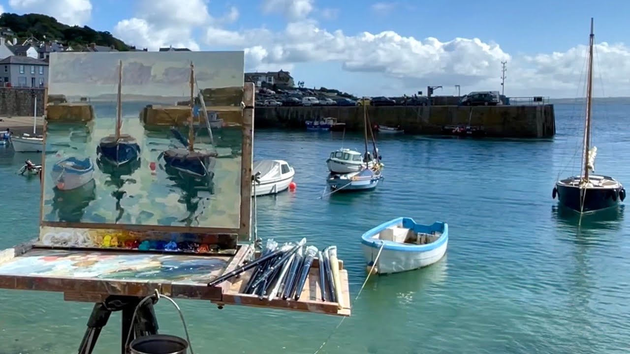 Gorgeous Mousehole plein air | Boats & Water | Oil Painting, with Commentary