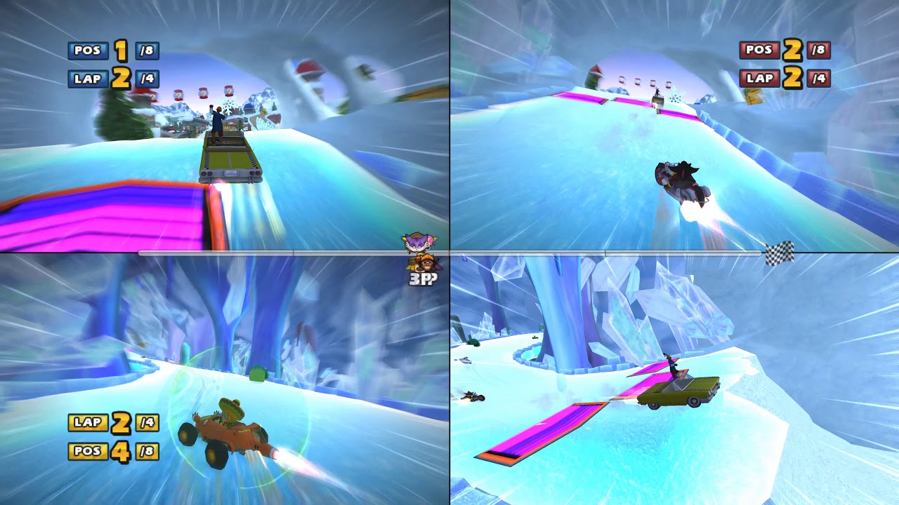 3 Player split screen awesome stupid fun Sonic & Sega all star racing 4k