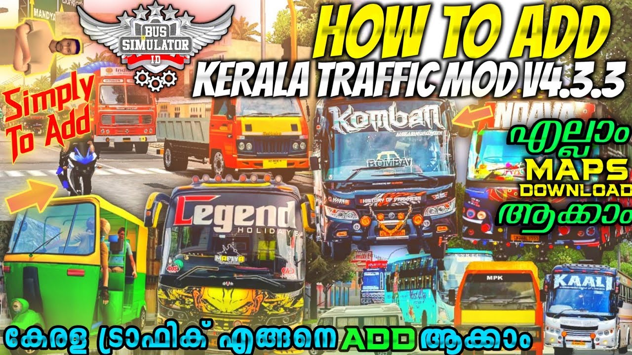 How To add/install Kerala Traffic Mod V4.3.3-Traffic Mod എങ്ങനെ Add ചെയ്യാം.?Bus Simulator Indonesia