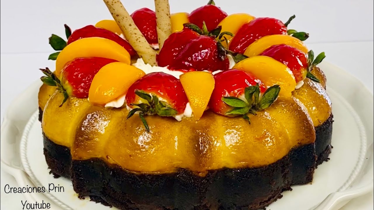Chocoflan con Linea de Separacion Marcada  { Pastel Imposible }