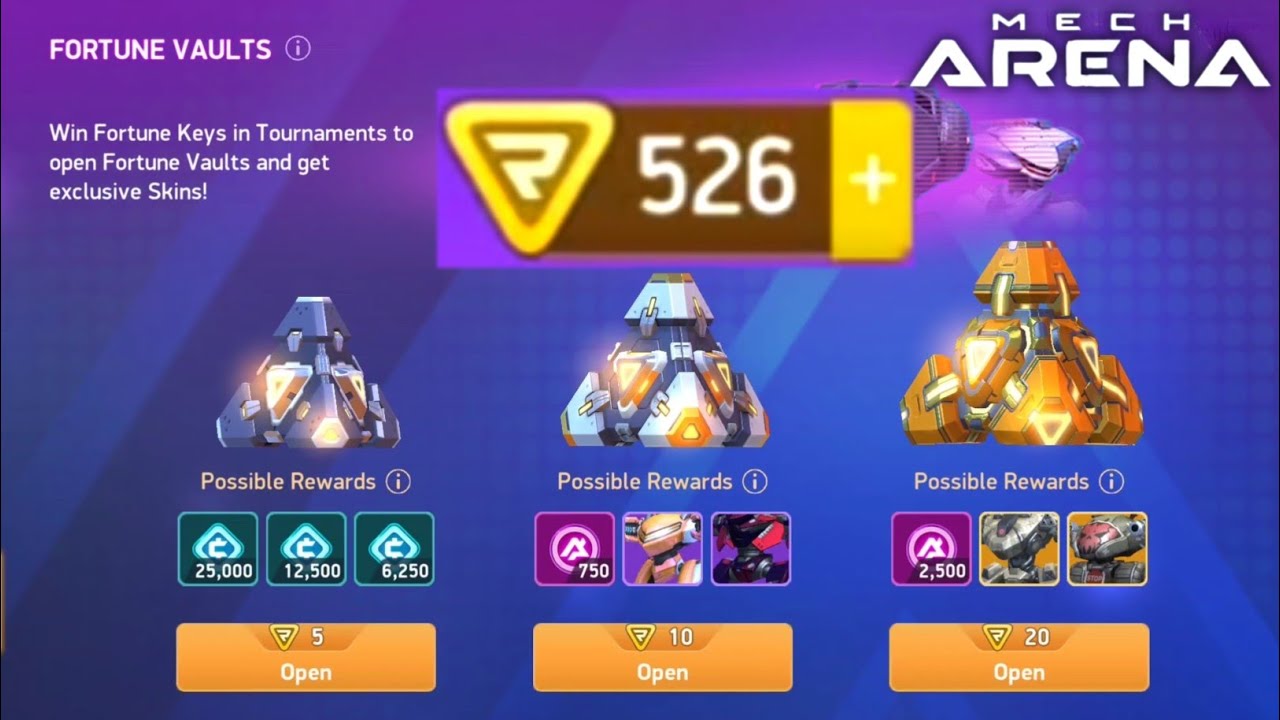 Gonna Try My Luck Into 500 Fortune Keys Opening Fortune Vault - Mech Arena 