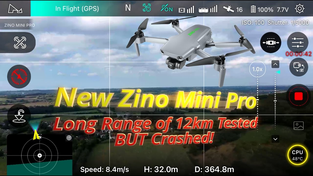 12km Long Range Tested in Very Strong Wind Then Crashed! New Hubsan Zino Mini Pro screen Recording