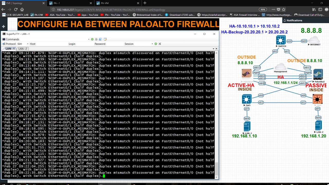CONFIGURE HA BETWEEN PALOALTO FIREWALL