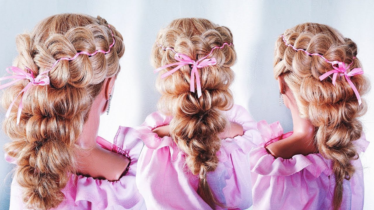 ПРИЧЕСКА на 1 сентября/выпускной для девочек.| Плетение с лентой |Little Girl's Hairstyle Tutorial