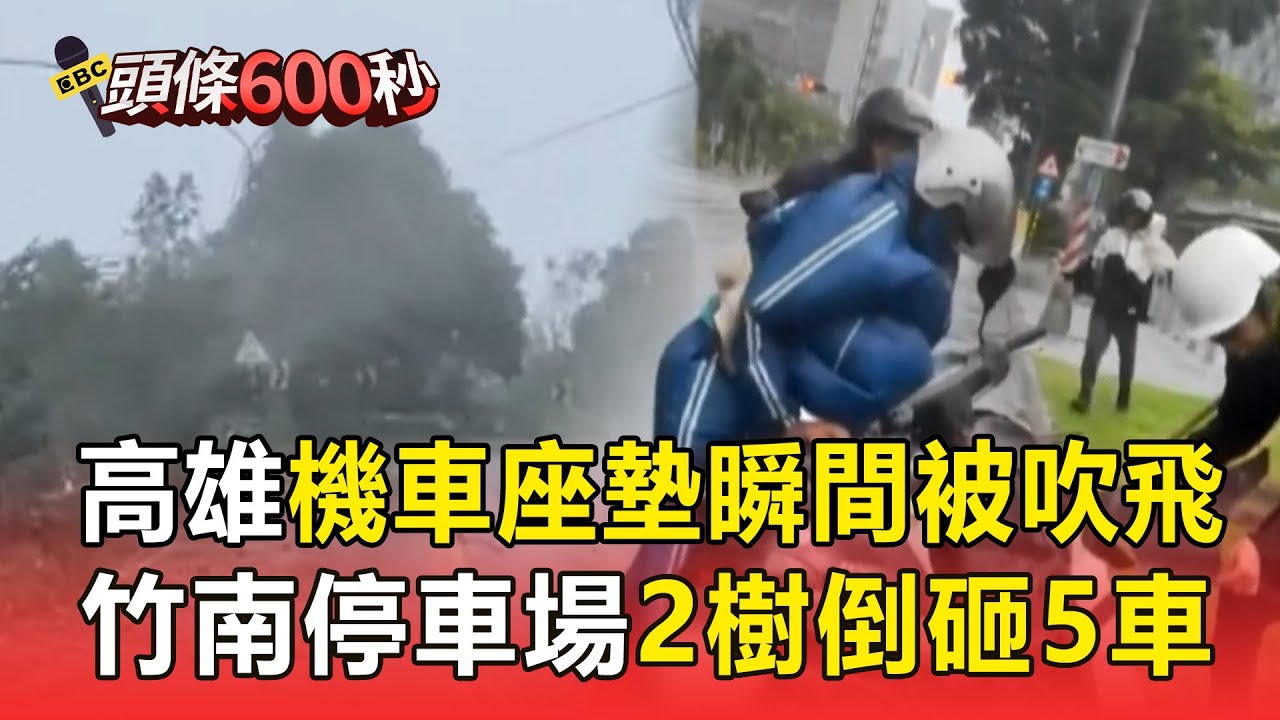 【楊柳颱風】高雄機車停路邊「座墊瞬間被吹飛」！竹南停車場「2樹倒砸5車」車主傻眼【頭條600秒】