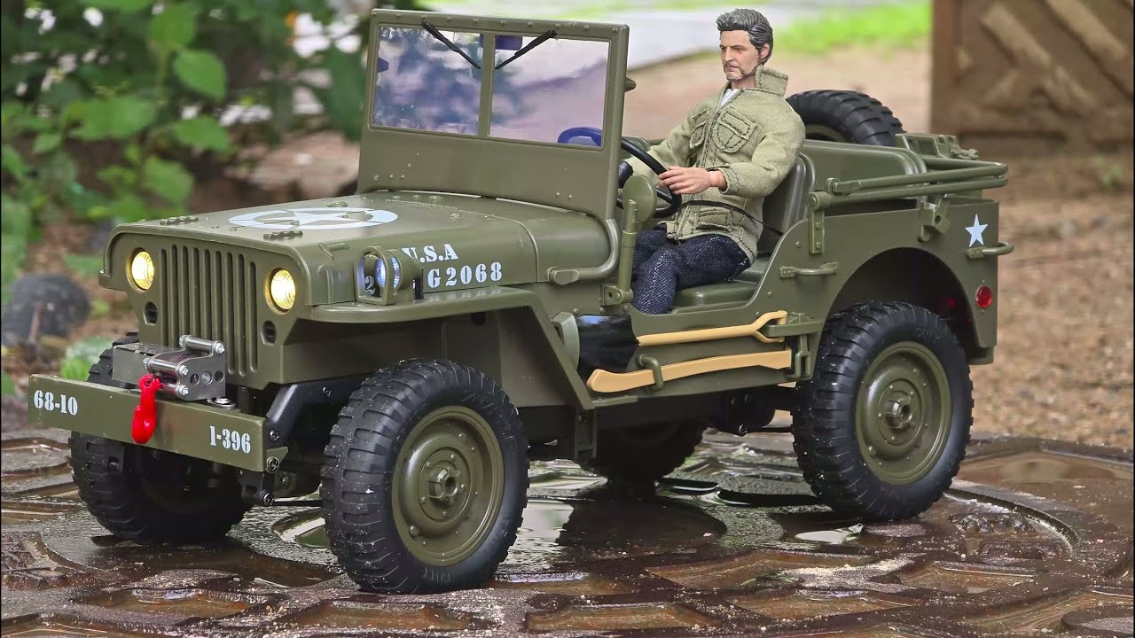 1/10 Scale JJRC C8815 Willys Military Jeep Winch & Canopy Unboxing & offroad