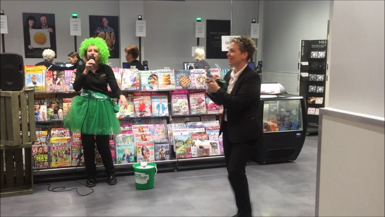 Marks and Spencer staff fundraising for Cancer Research Macmillan Support