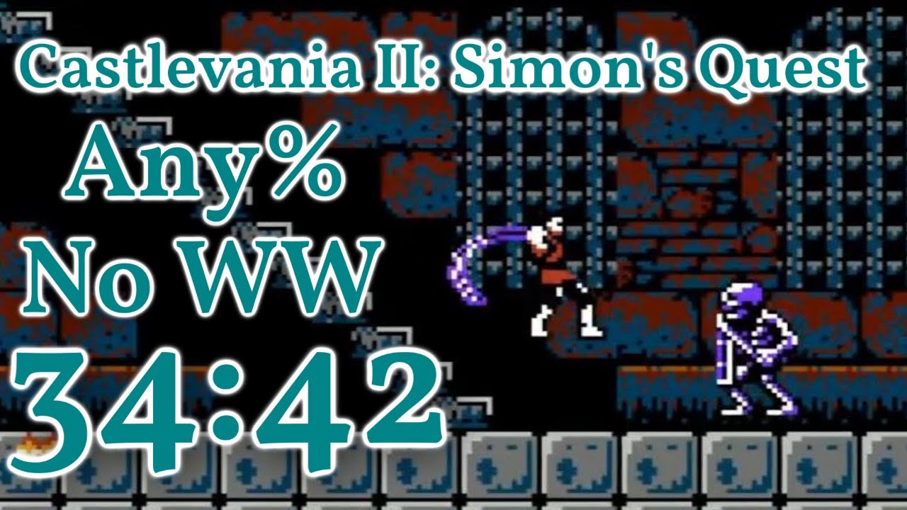 Castlevania II: Simon's Quest Any% (No Wrong Warp) Speedrun 34:42