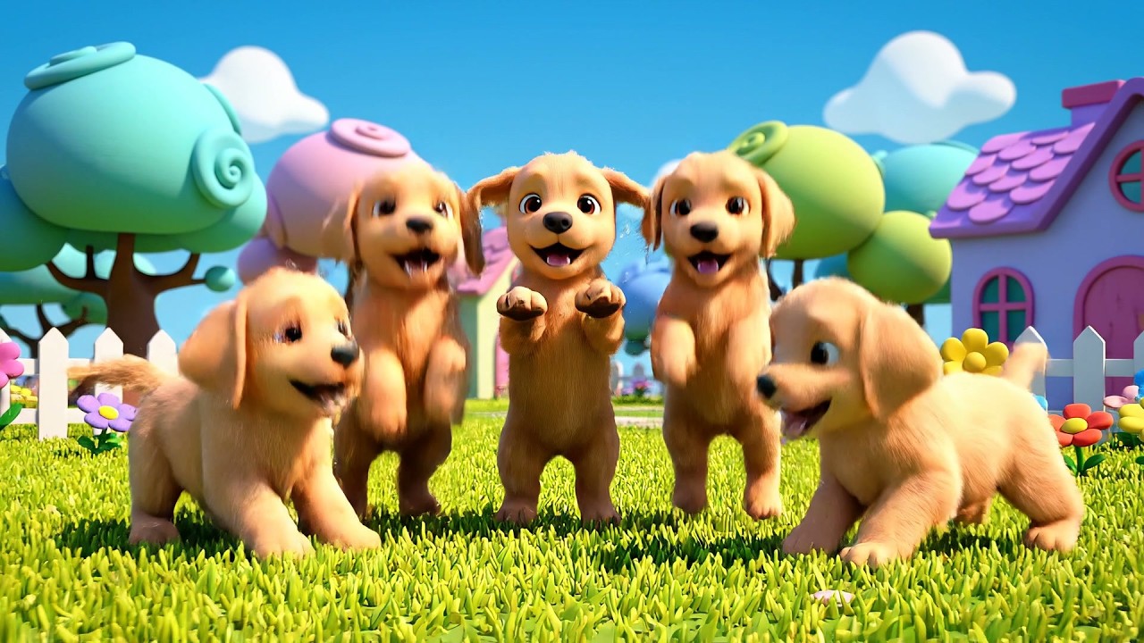 Cinco Cachorritos Ladran sin Parar | Canciones de Perritos y Rimas Infantiles